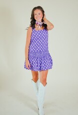 Purple Polka Dot Drop Waist Bubble Dress