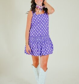 Purple Polka Dot Drop Waist Bubble Dress