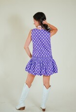 Purple Polka Dot Drop Waist Bubble Dress
