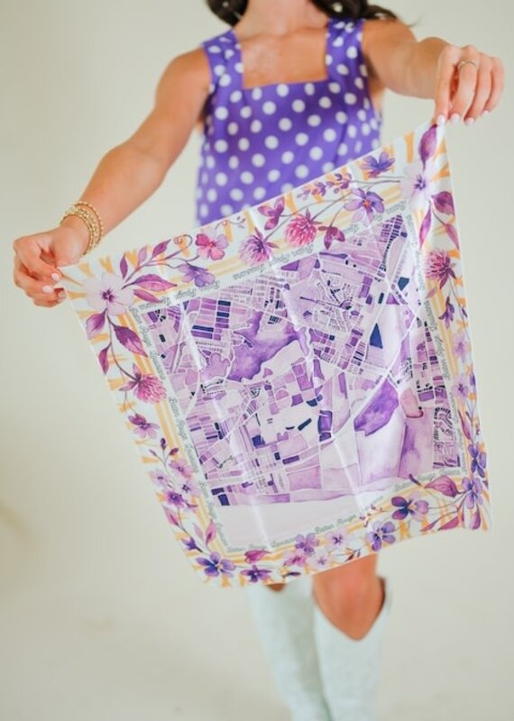 Baton Rouge Map Watercolor Scarf