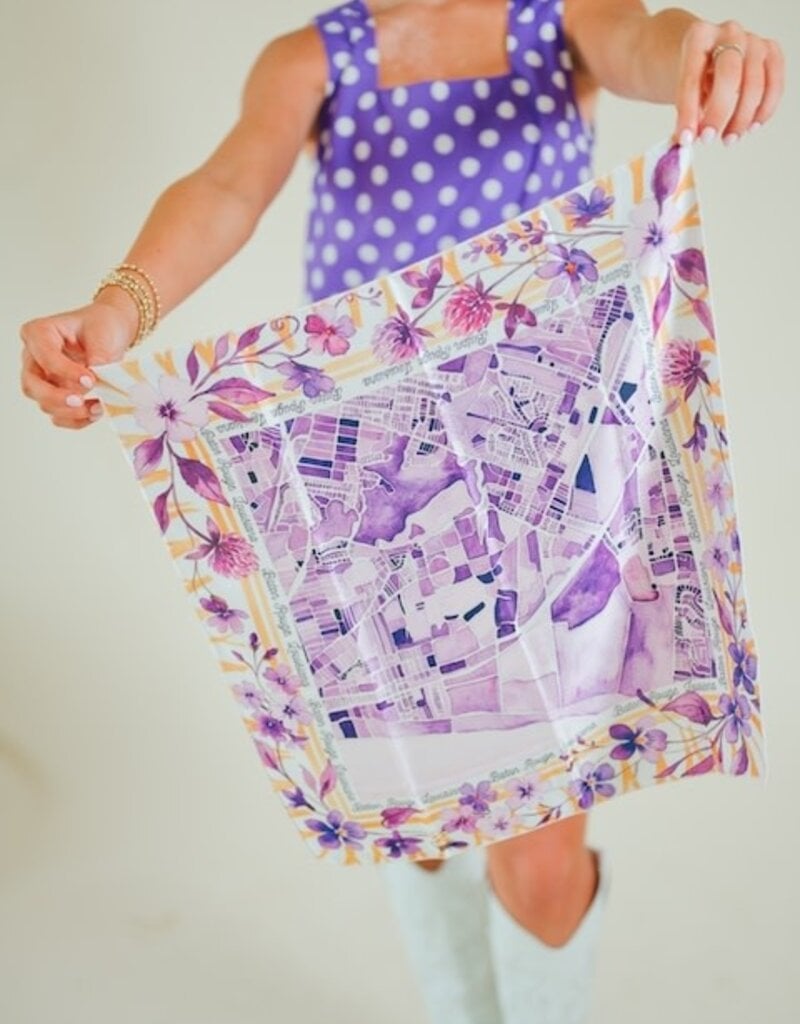Baton Rouge Map Watercolor Scarf