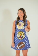 Queen of Sparkles Licensed LSU Football Helmet & Icon Dress