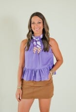 Purple Halter Neck Peplum Top
