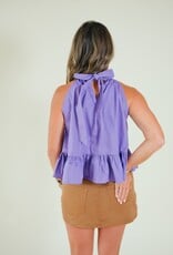 Purple Halter Neck Peplum Top