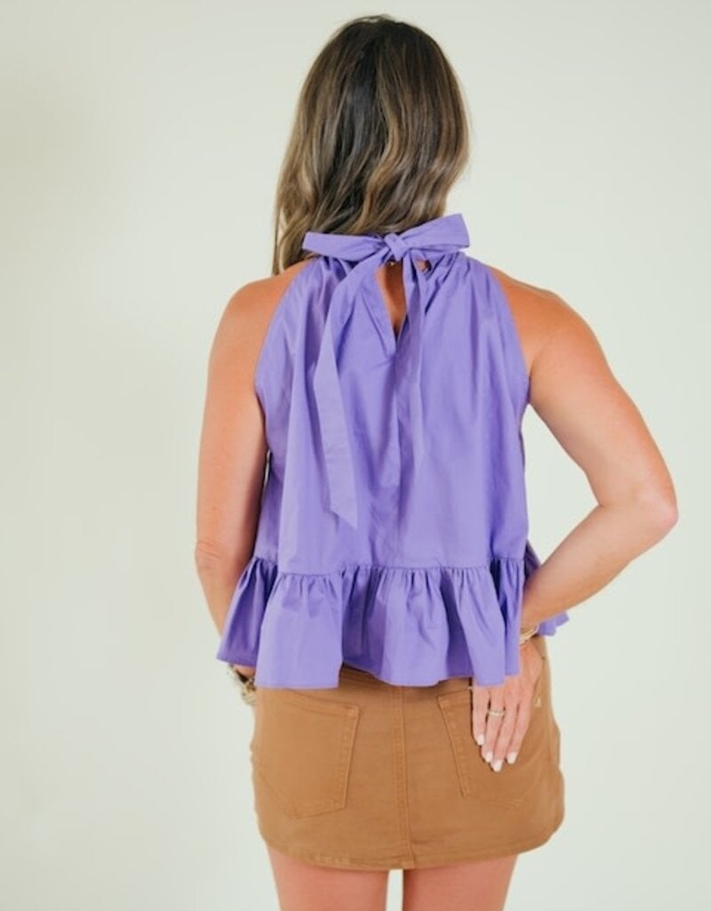 Purple Halter Neck Peplum Top