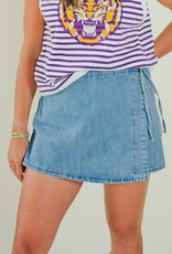 Denim Tie Wrap Skort