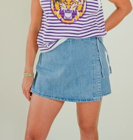 Denim Tie Wrap Skort