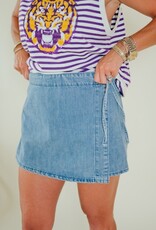 Denim Tie Wrap Skort