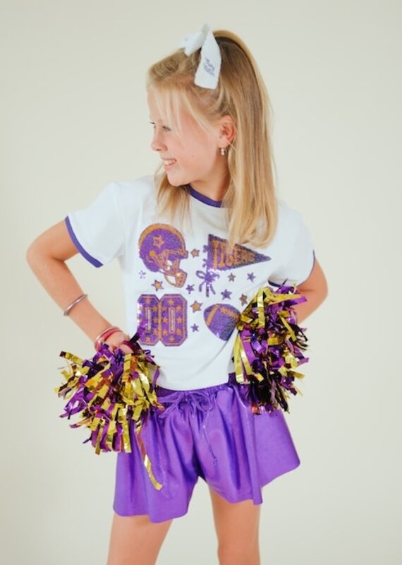 Girls Sequin Football Elements Boxy Tee
