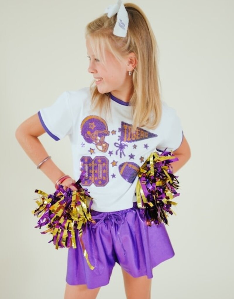 Girls Sequin Football Elements Boxy Tee