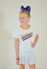 Girls Sequin Tiger Face Stripes Boxy Tee