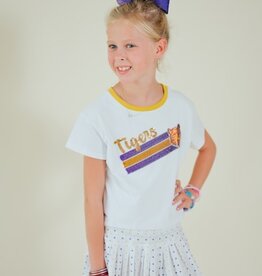 Girls Sequin Tiger Face Stripes Boxy Tee