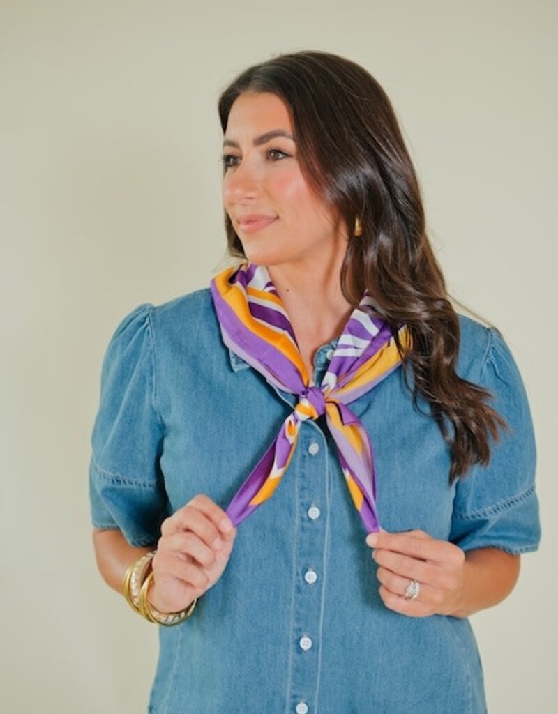Harper Striped Scarf Medium Purple/Gold