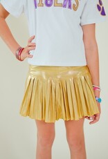 Girls Mini Pleated Skort Gold Shimmer