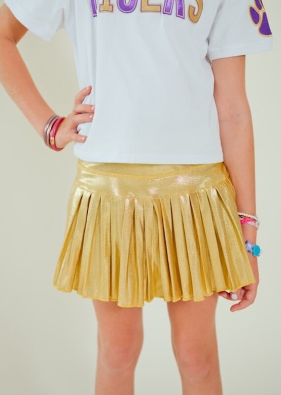 Girls Mini Pleated Skort Gold Shimmer