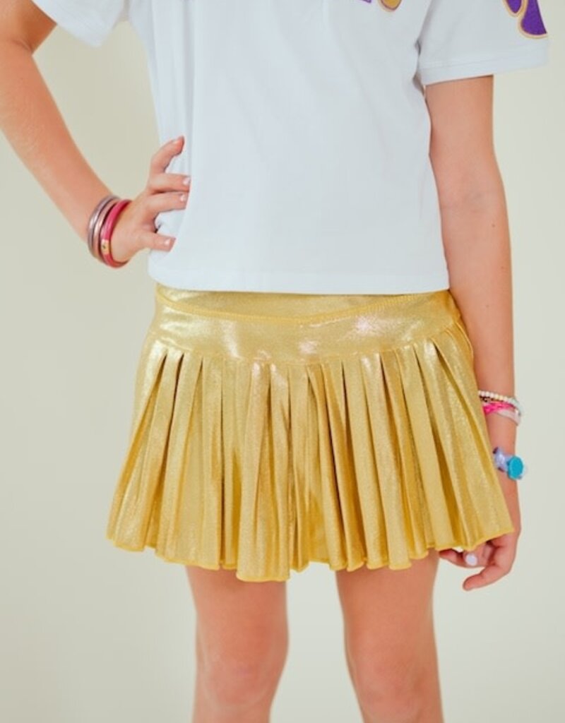 Girls Mini Pleated Skort Gold Shimmer