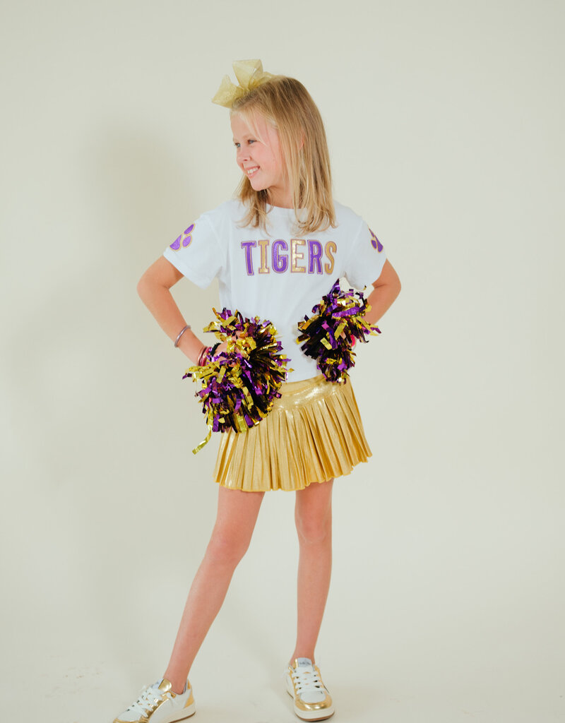 Girls Mini Pleated Skort Gold Shimmer