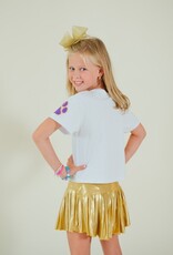 Girls Mini Pleated Skort Gold Shimmer