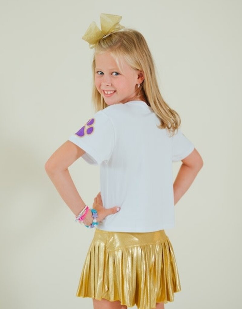 Girls Mini Pleated Skort Gold Shimmer