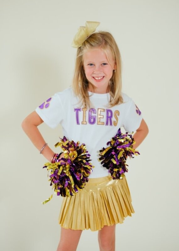 Girls Shimmer Applique Tigers Boxy Tee