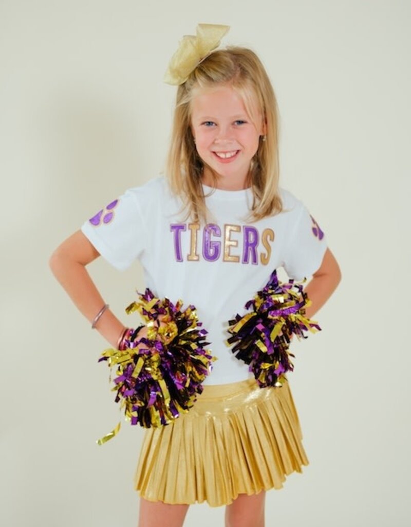 Girls Shimmer Applique Tigers Boxy Tee