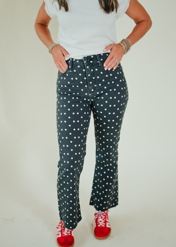 Just Black Black Polka Dot Crop Flare