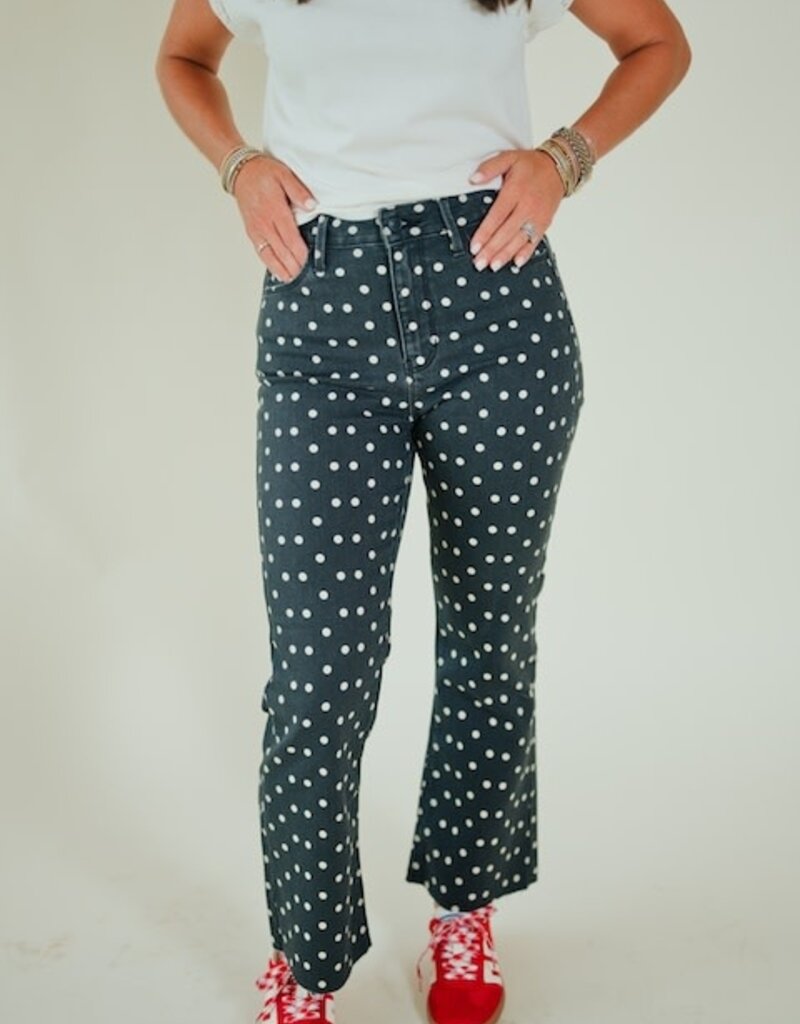Just Black Black Polka Dot Crop Flare