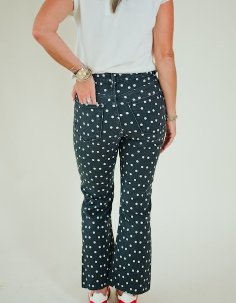 Just Black Black Polka Dot Crop Flare