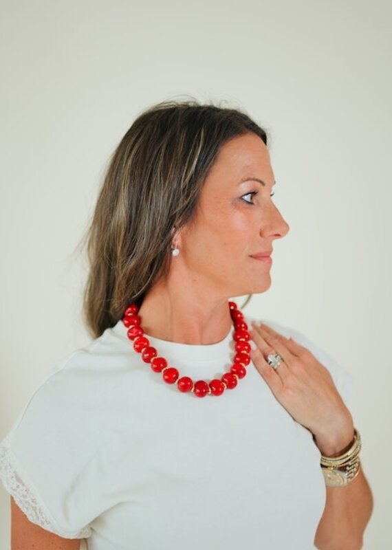 Gemelli Marble Necklace Red