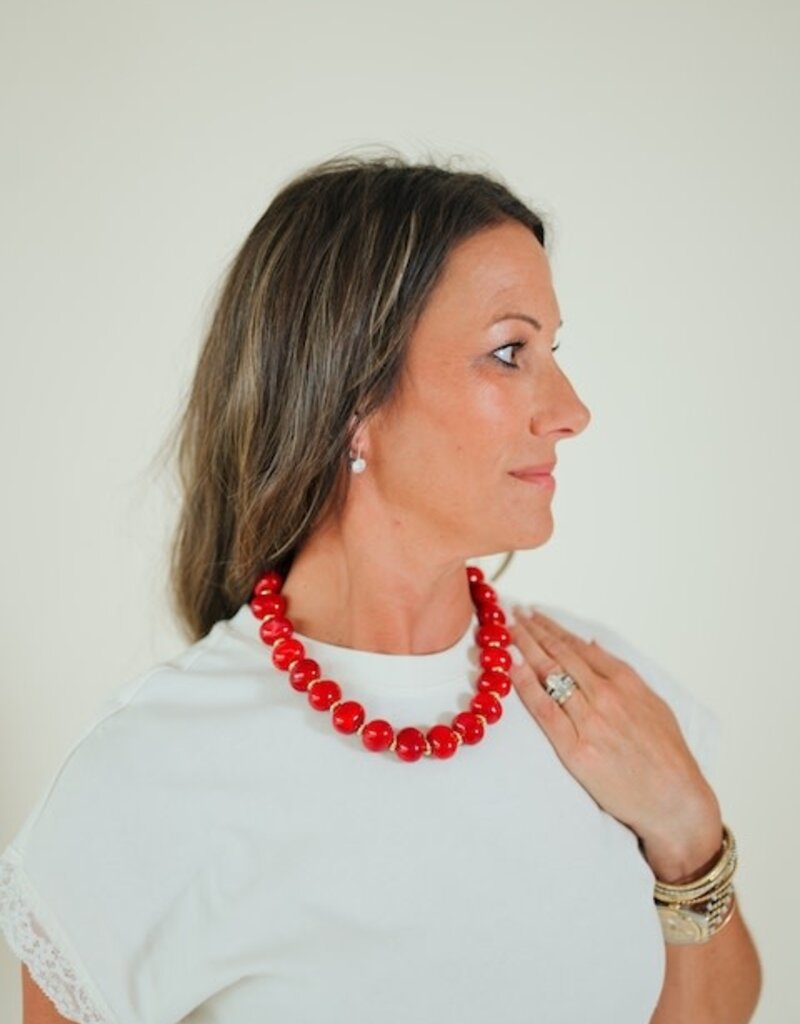 Gemelli Marble Necklace Red