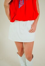 White Ruffle Denim Skort