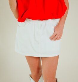 White Ruffle Denim Skort