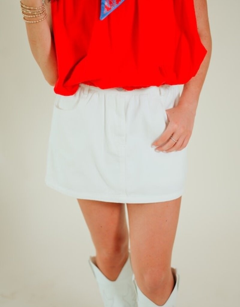 White Ruffle Denim Skort