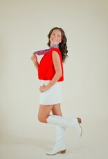 White Ruffle Denim Skort