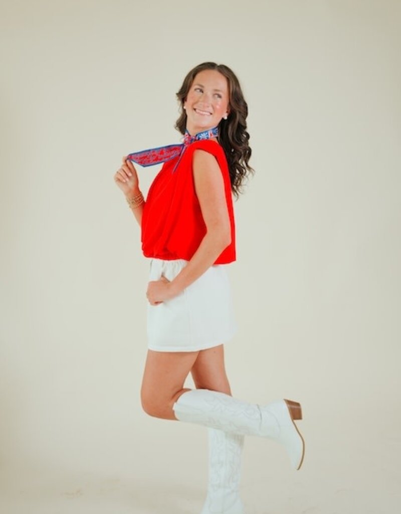 White Ruffle Denim Skort