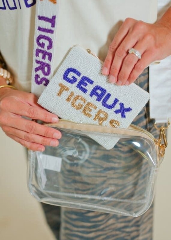 White Geaux Tigers Coin Purse