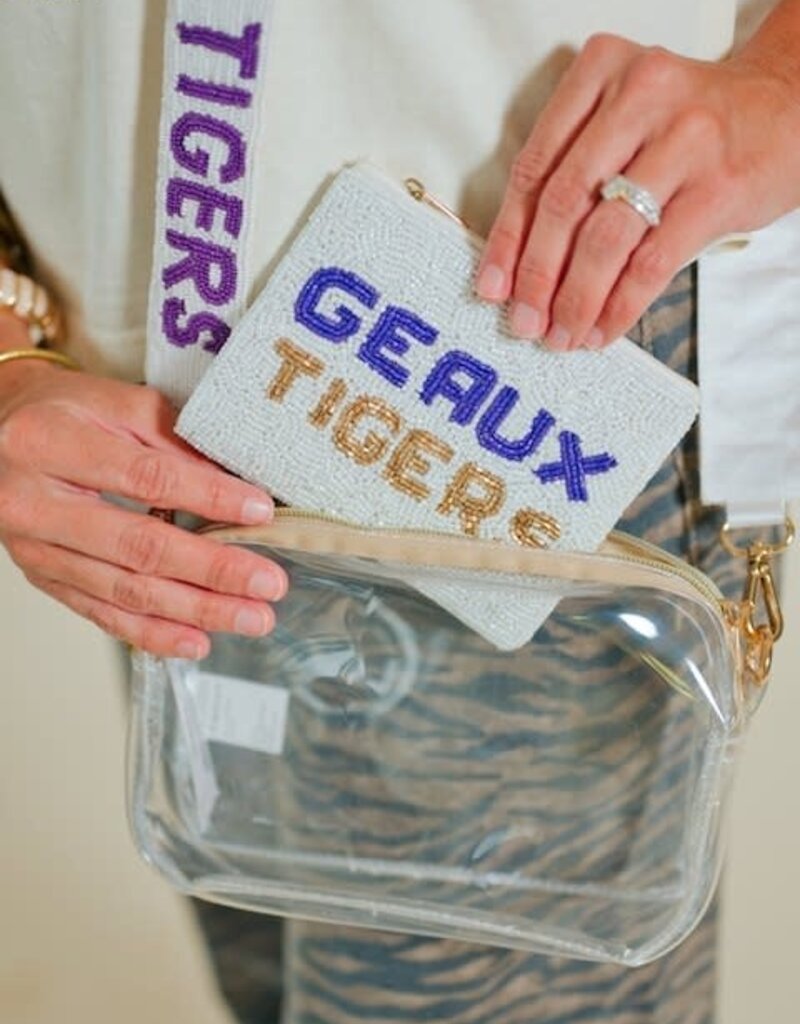 White Geaux Tigers Coin Purse