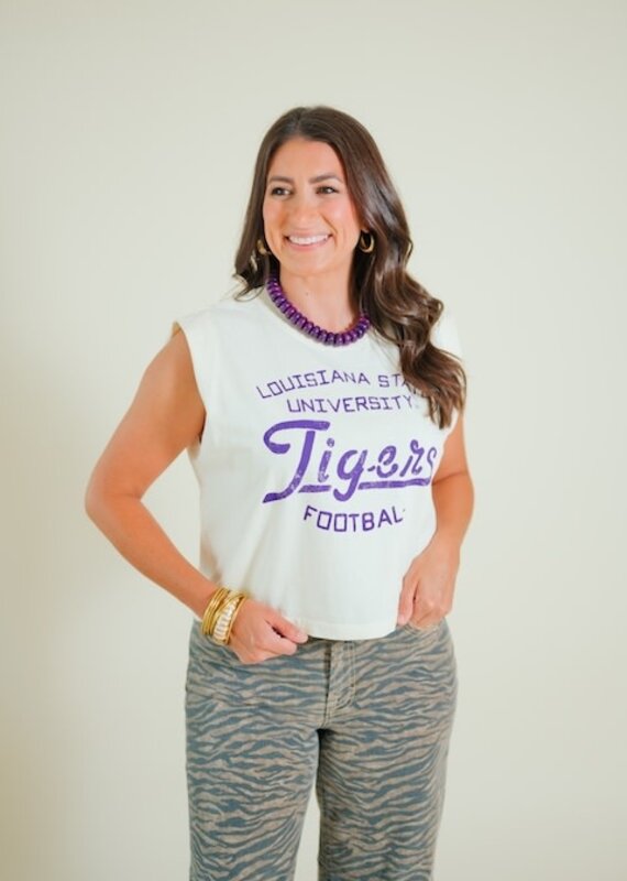 Off White LSU Tigers Football Stencil Tank