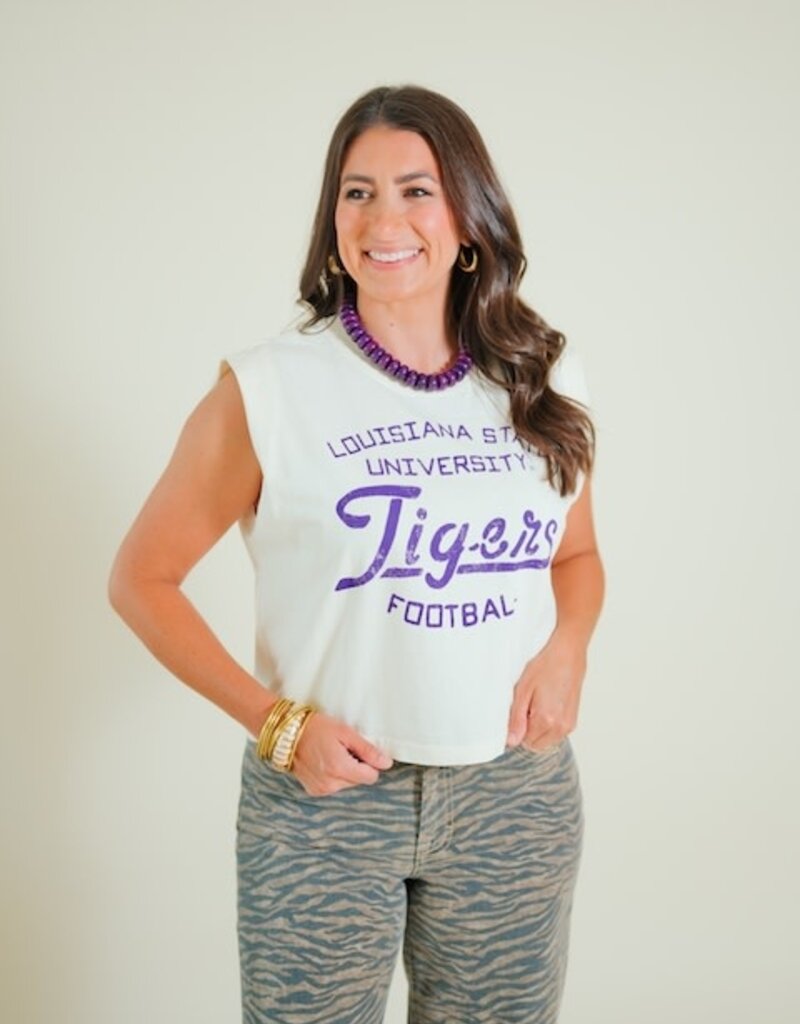 Off White LSU Tigers Football Stencil Tank