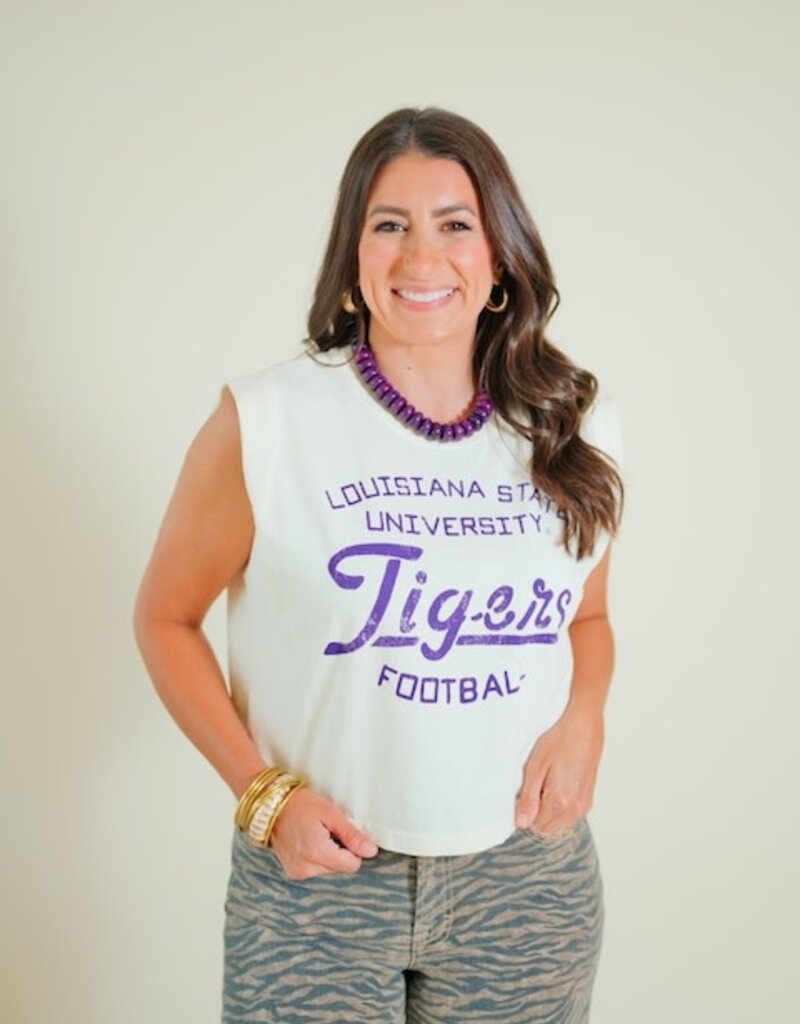 Off White LSU Tigers Football Stencil Tank