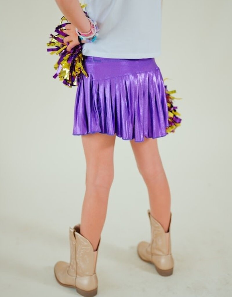 Girls Mini Pleated Skort Purple Shimmer
