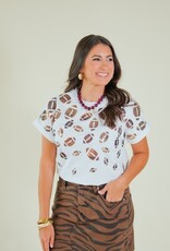 Scattered Sequin Football Cuff Sleeve Tee