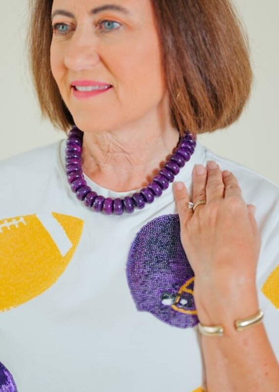 Pipestone Beaded Necklace Purple