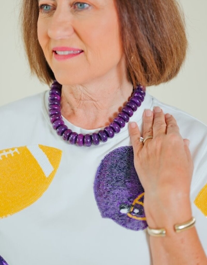 Pipestone Beaded Necklace Purple