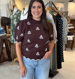 Bethany Flower Embroidered Sweater Top