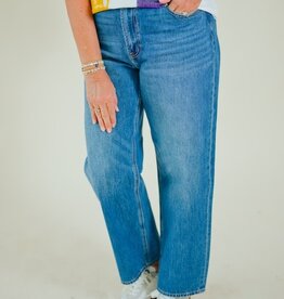 Just Black Mid Rise Stretch Bowed Boyfriend Medium Denim