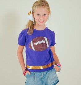 Girls Holly Sequin Football Top Purple