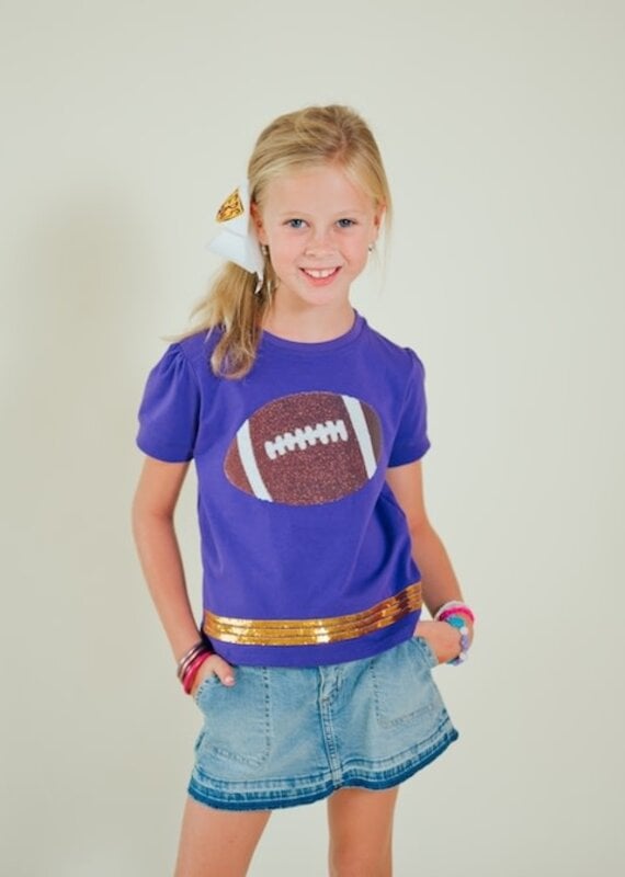 Girls Holly Sequin Football Top Purple