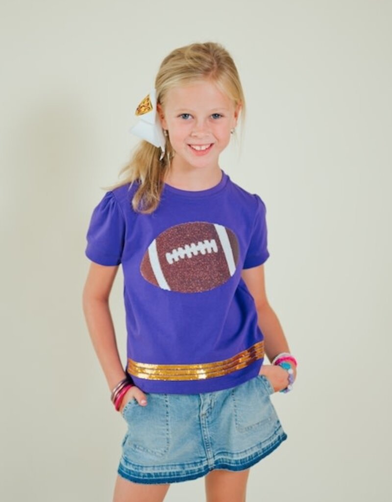 Girls Holly Sequin Football Top Purple