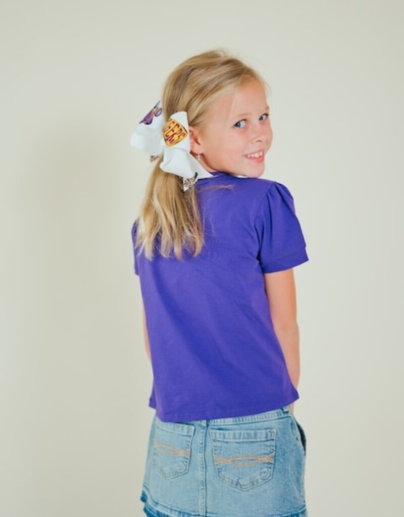 Girls Holly Sequin Football Top Purple